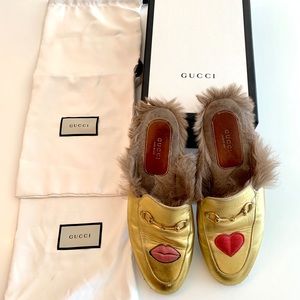 Authentic Gucci Icon fur mules